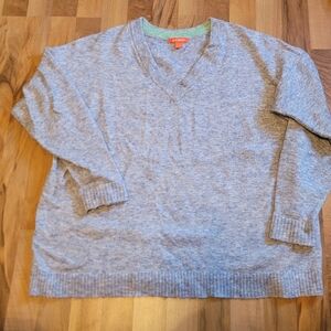 Joe Fresh Wool Light Blue Heathered V-Neck Sweater